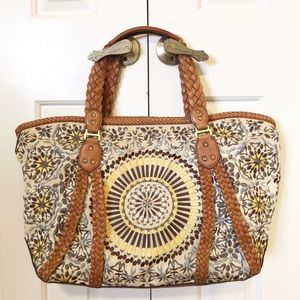 Cole Haan Sierra embroidered & leather tote bag